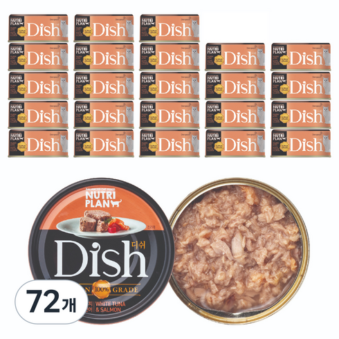 동원뉴트리플랜 디쉬 고양이 캔, 혼합맛(흰살참치/연어), 85g, 72개
