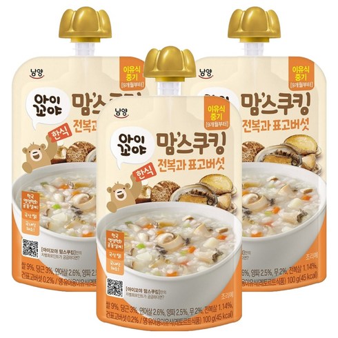 아이꼬야 맘스쿠킹 이유식 9개월부터, 100g, 3개, 혼합맛(전복/표고버섯)