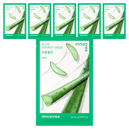 이니스프리 New 알로에 에너지 마스크 22ml, 1개입, 6개