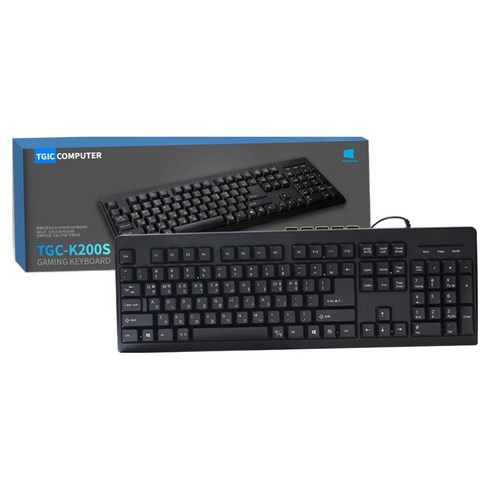 티지아이씨컴퓨터 멀티미디어 USB 유선 일반형 키보드 + 키스킨, 블랙, TGC-K200S
