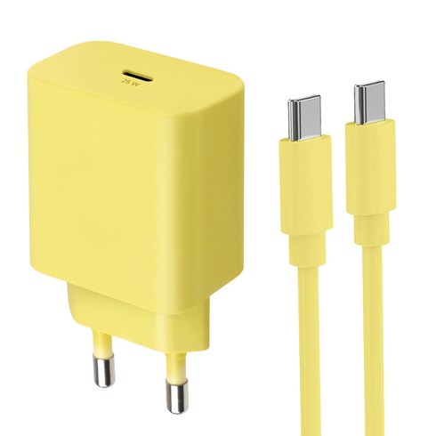홈플래닛 25W PPS PD 3.0 초고속 충전기 + CtoC 케이블 1.2m, 옐로우, 1개
