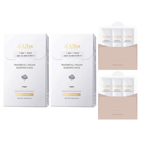 [비건뷰티] 달바 워터풀 슬리핑팩 4ml x 12p + 키트 4ml x 3p, 2개