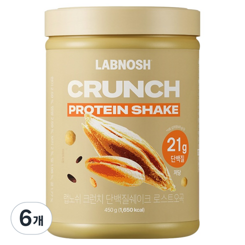 랩노쉬 크런치 단백질 쉐이크 로스트오곡, 450g, 6개