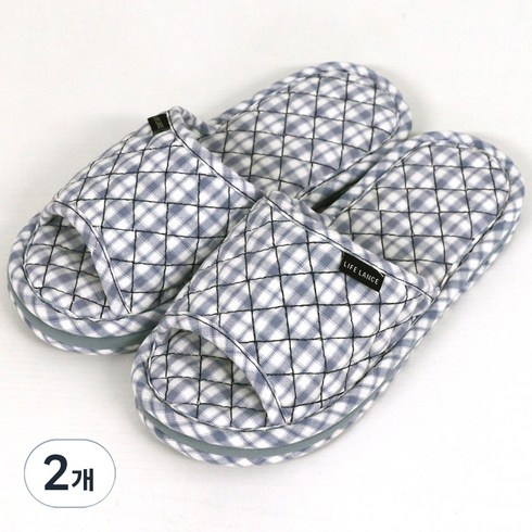 라이프란스 3중쿠션 층간소음 면 슬리퍼, 블루, 2개