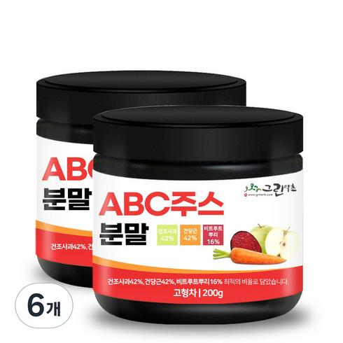 그린약초 풋사과 비트 당근 황금비율 ABC주스 분말, 6개, 200g