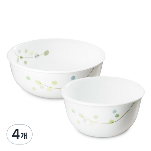 코렐 월드키친 그린딜라이트 공기 대접, 공기 (330ml), 대접 (480ml), 4개, 공기 + 대접