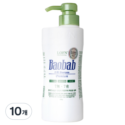 로픈 바오밥 21차 건성 일반 두피용 프리미엄 샴푸, 500ml, 10개