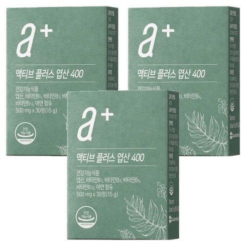 뉴트리모어 액티브 플러스 엽산 400, 30정, 3개