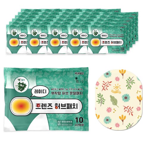 인라이프 국내 제조 파스형 레이디 프렌즈 허브 온열패치 40g, 120개