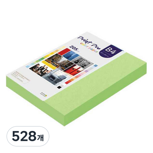 종이문화 프린트프로 두꺼운 칼라복사지 No 12 그린 205g, B4, 528개