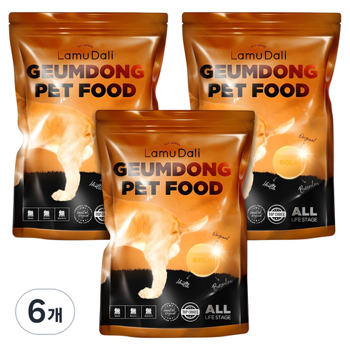 라무달리 전연령 강아지 금동 건식사료, 가수분해연어, 2kg, 6개