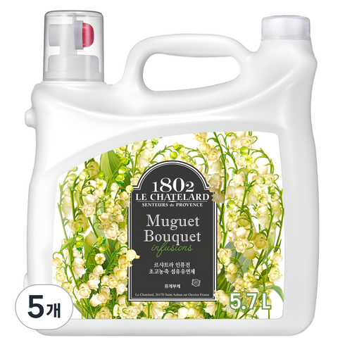 르샤트라1802 인퓨전 초고농축 섬유유연제 뮤게 부케 본품, 5.7L, 5개