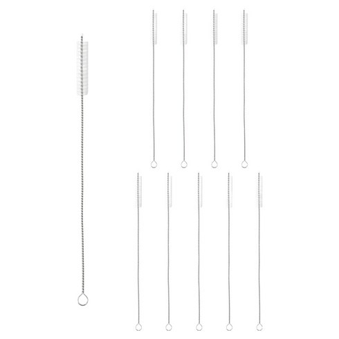 키친유 스테인리스 빨대 세척솔 30cm, 10개, 실버