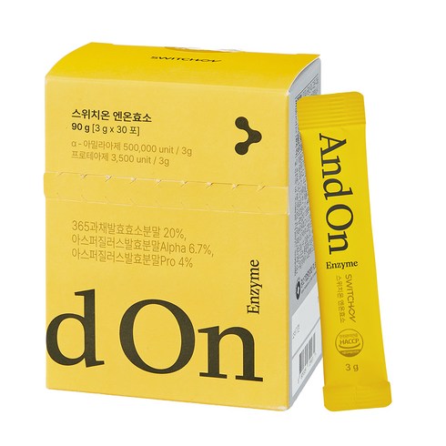스위치온 탄수화물 단백질 글루텐 분해 곡물 소화 엔온효소 30p, 1개, 90g