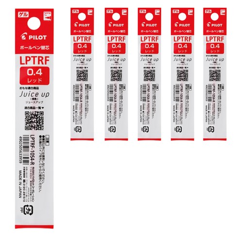 파이롯트 쥬스업 3 4 다색볼펜 리필심 0.4mm, 레드, 6개