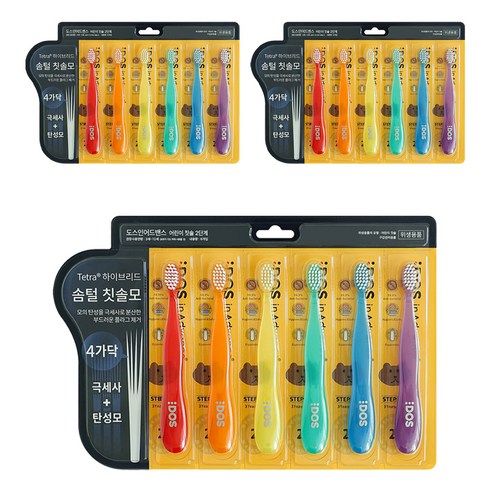 DOS 인어드밴스 유아용 칫솔 2단계 세트, 혼합색상, 6개입, 3세트