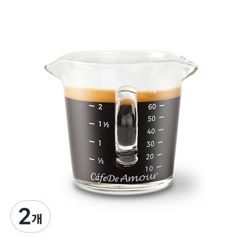 카페드아모르 손잡이 유리샷잔 70ml, 혼합색상, 2개