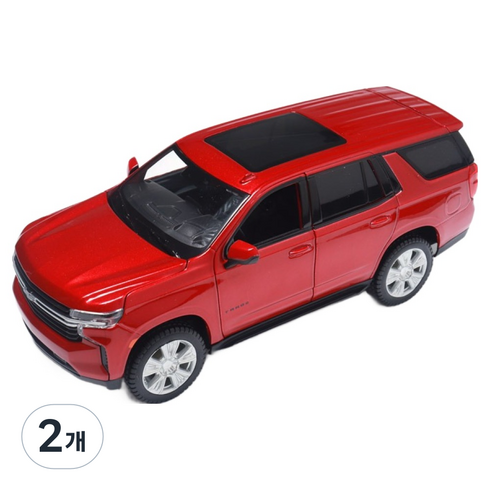 마이스토 1:26 2021 쉐보레 타호 SUV 자동차 다이캐스트 모형, 레드, 2개