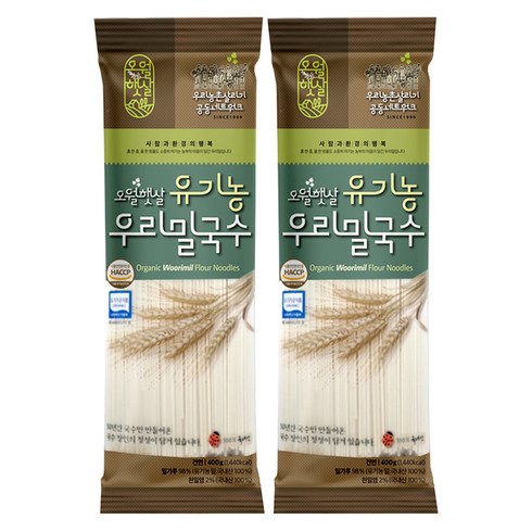 오월햇살 유기농 우리밀국수, 400g, 2개
