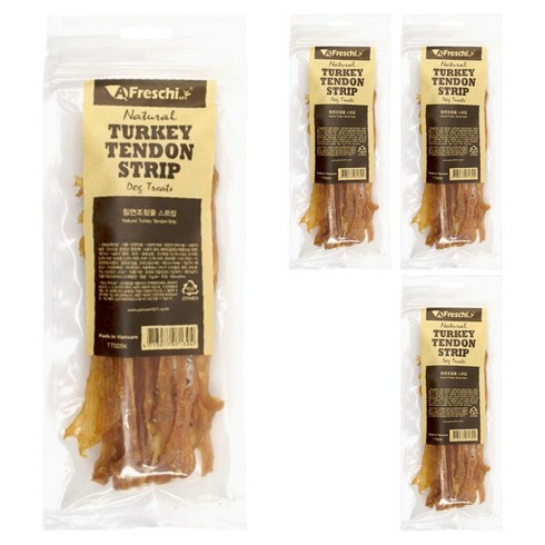 프레스키 강아지 스트립 간식, 칠면조 힘줄, 75g, 4개