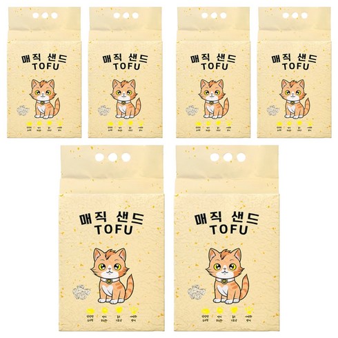 메디펫 응고형 매직 고양이 두부모래 가는입자, 10L, 6개, 무향