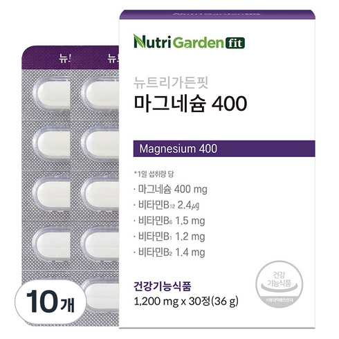 뉴트리가든 핏 마그네슘 400, 10개, 30정