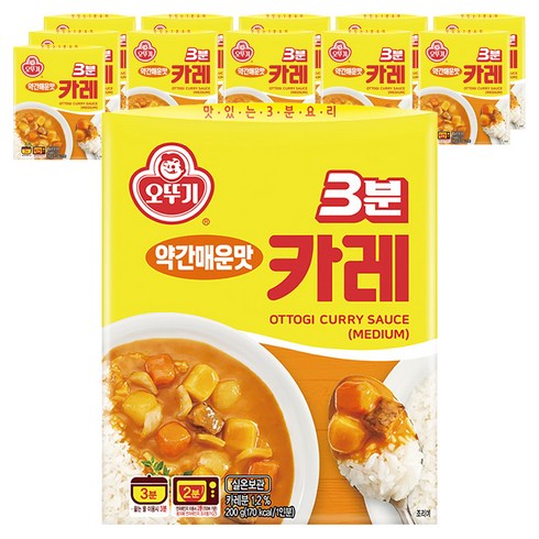 오뚜기3분 카레 약간매운맛, 200g, 12개