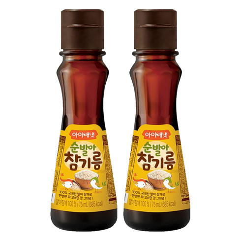 아이배냇 순 발아 참기름, 참깨, 2개, 75ml