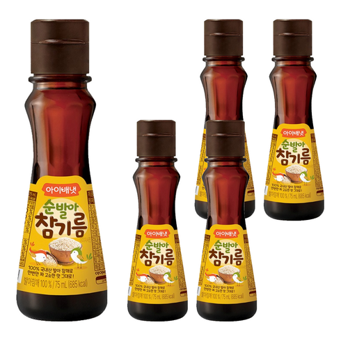아이배냇 순 발아 참기름, 참깨, 5개, 75ml