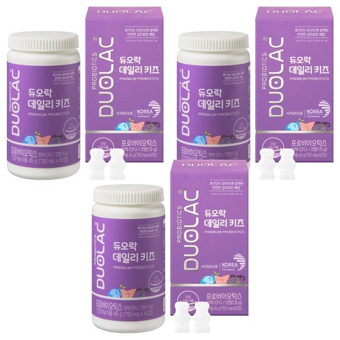 듀오락 데일리키즈 츄어블 어린이 유산균, 60정, 3개
