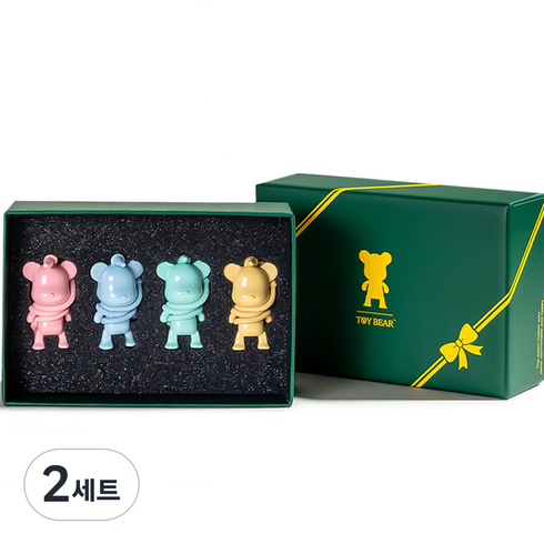 뉴베너 토이베어 골프 티걸이 4종 선물세트, 블루 + 핑크 + 옐로우 + 민트, 2세트