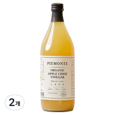 피에몬테 유기농 애플 사이다 식초, 2개, 1L