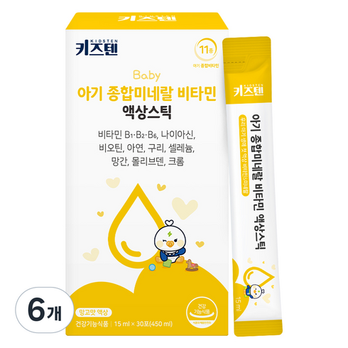 키즈텐 아기 종합미네랄 비타민 액상스틱, 30회분, 6개