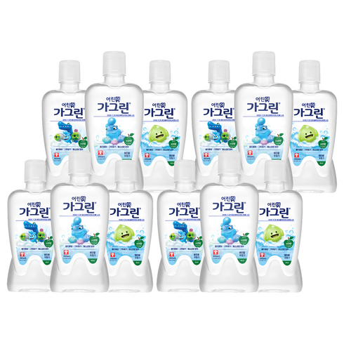 가그린 어린이용 구강청결제 사과향 캐릭터 랜덤발송, 380ml, 12개