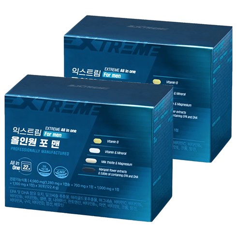 익스트림 정품 올인원 포 맨 멀티비타민, 2개, 30회분