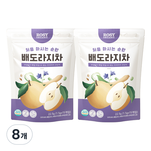 로지오가닉 처음 마시는 순한 배도라지차, 22.5g, 15개입, 8개