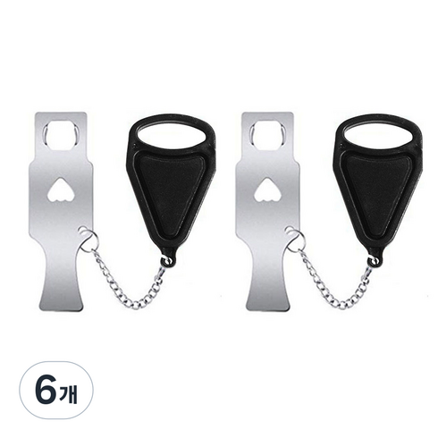 벨리안 여행용 방문 도어락, 블랙, 6개