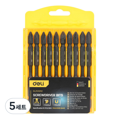 델리 툴즈 임팩트 정밀 스크루 드라이버 비트 10p 세트 EDL253202, 5세트
