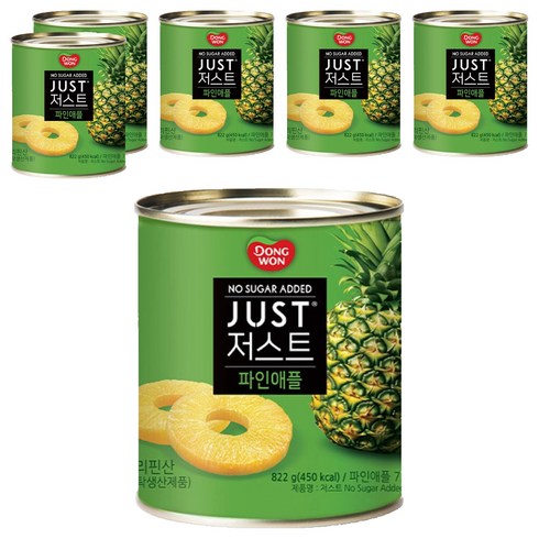 동원 JUST 저스트 노슈가 파인애플 통조림, 822g, 6개
