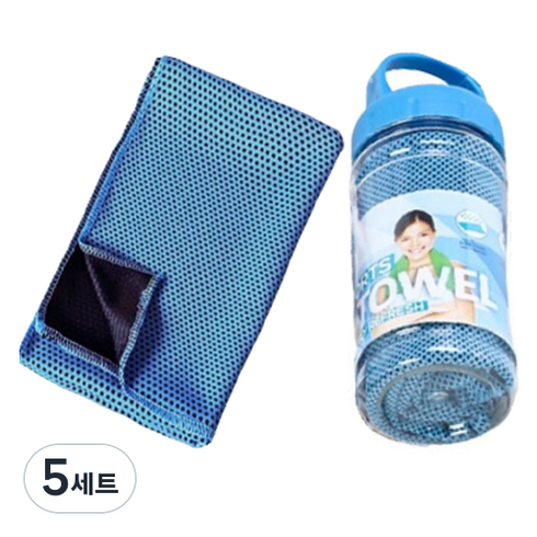 제이케이 빠른흡탈수 스포츠레저 + 와이드병 30 x 90 cm 세트, 코랄블루(스포츠레저), 5세트