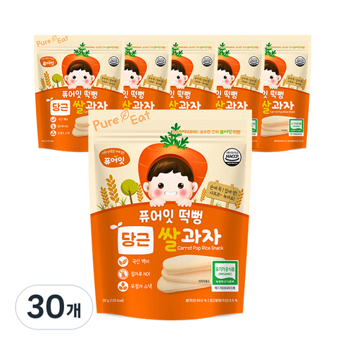 퓨어잇 떡뻥 쌀과자, 당근, 30g, 30개