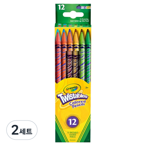 크레욜라 일반 가는선 트위스트 색연필 12종 세트, 2세트, 12색