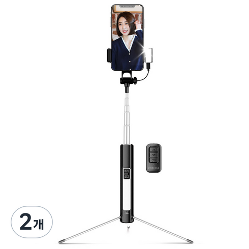 벤토사 인싸카봉 LED 블루투스 셀카봉 삼각대, VTS-LED110(블랙), 2개