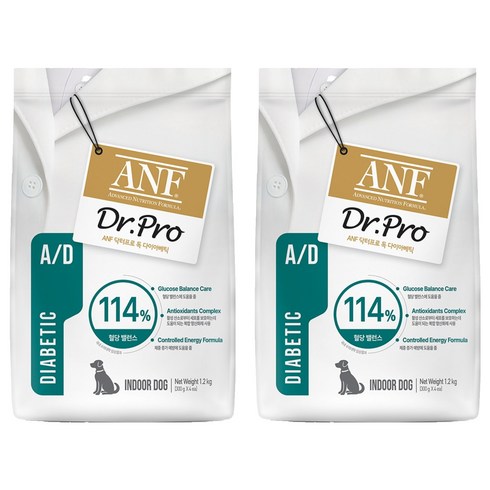 ANF 닥터프로 독 처방식 사료, 당뇨관리, 1.2kg, 2개