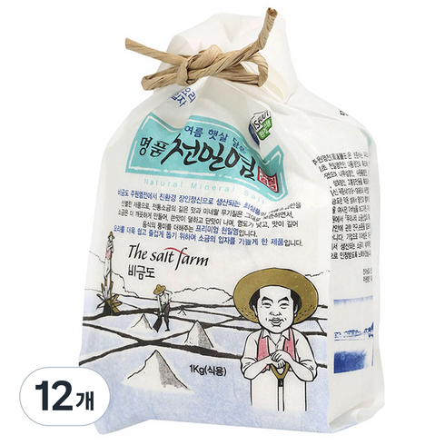 더솔트팜 여름 햇살 담은 명품 천일염 가는 입자, 1kg, 12개