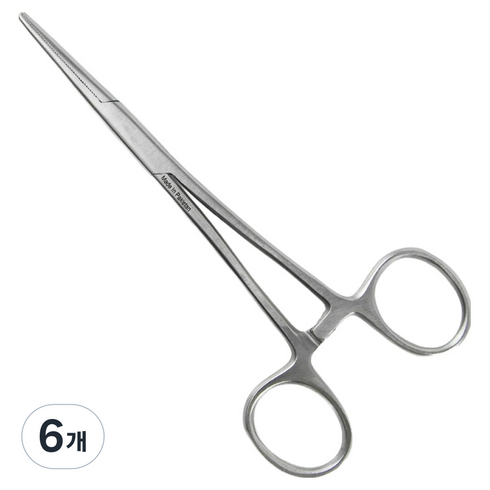 소잉바이핸드 강아지 귀청소 인형 솜넣는 겸자가위 14cm, 실버, 6개