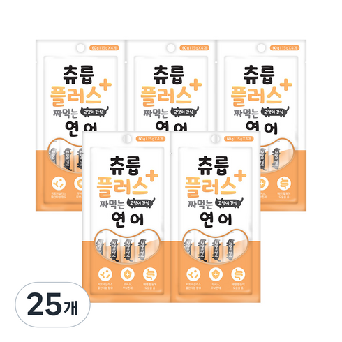 인터펫코리아 츄릅 플러스 짜먹는 유산균 고양이 간식, 연어맛, 60g, 25개