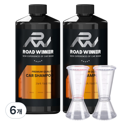 로드위너 대용량 고농축 카샴푸 1000ml 2p + 계량컵 2p 세트, 1L, 6개