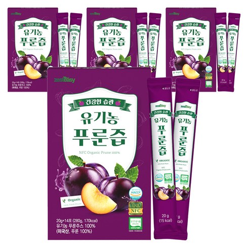 제스티지 유기농 NFC 푸룬즙, 280g, 4개