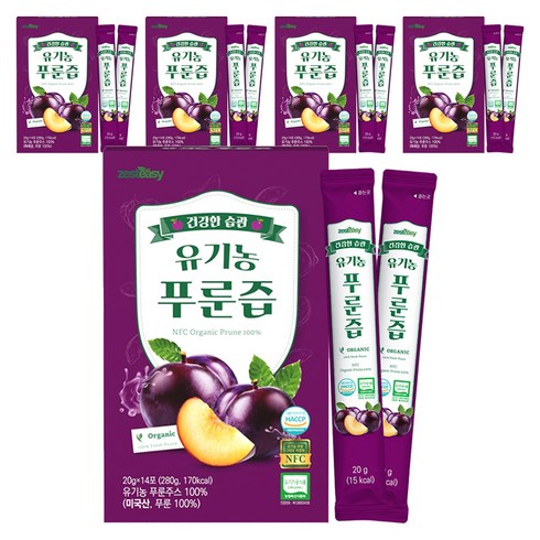 제스티지 유기농 NFC 푸룬즙, 280g, 5개